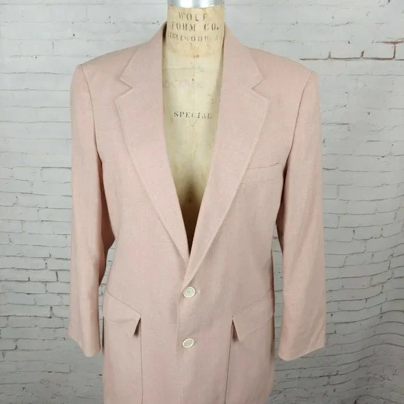 Vintage Glenshire Fine Tailored Clothing Blazer Mens 42 Lined Pink Jacket - Picture 2 of 12